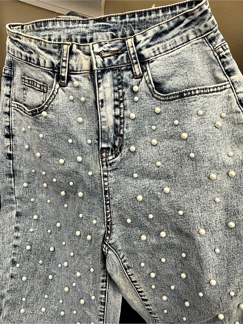 Embellished Flare Jeans in Blue Size XS NWT - Picture 4 of 7
